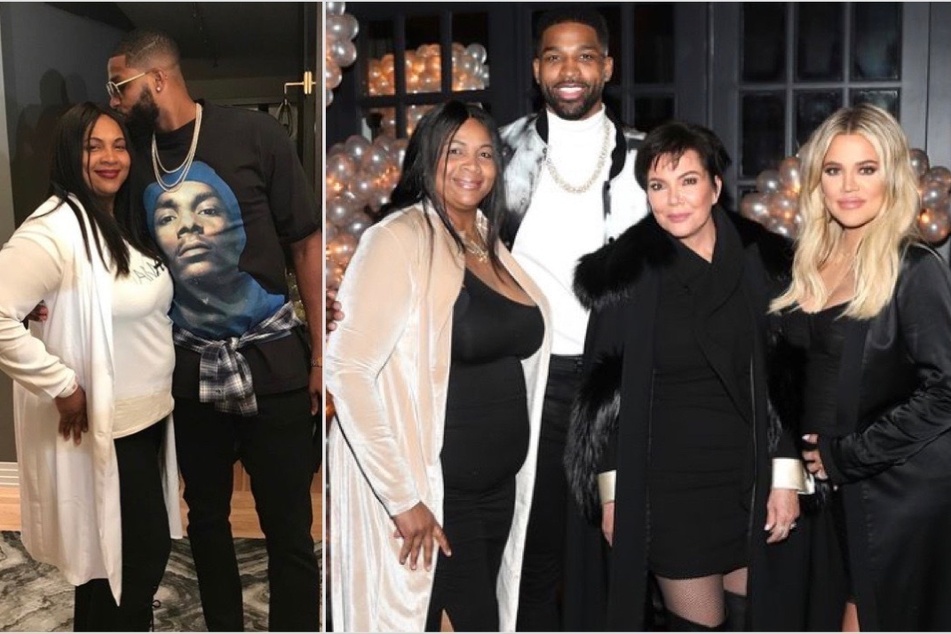 Khloé Kardashian (r) is supporting Tristan Thompson after his mother Andrea (l. passed away.