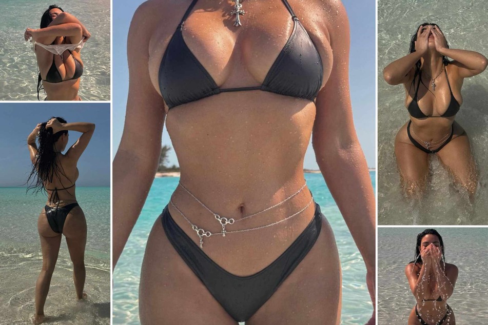 Kim Kardashian seems to be more than ready for the summer months to arrive with a teeny tiny black bikini and curves for days.