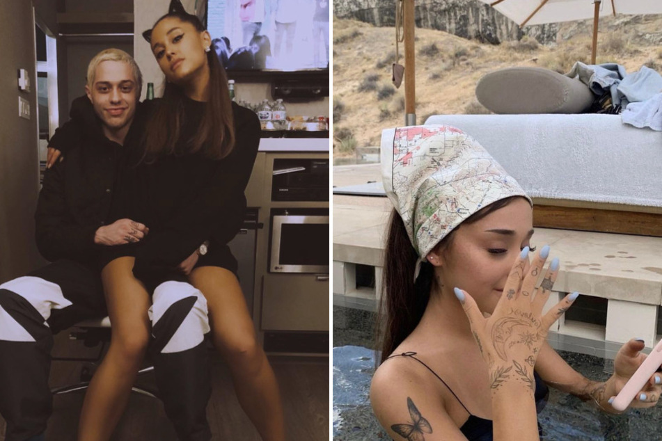 Ariana Grande (r) liked an Instagram post featuring her ex-fiancé Pete Davidson, and fans are freaking out.