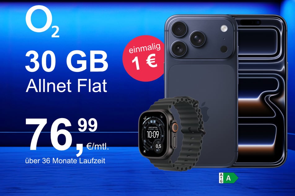 Bei o2 gibt's das iPhone 17 Pro mit Watch Ultra 3 für nur 1 Euro.