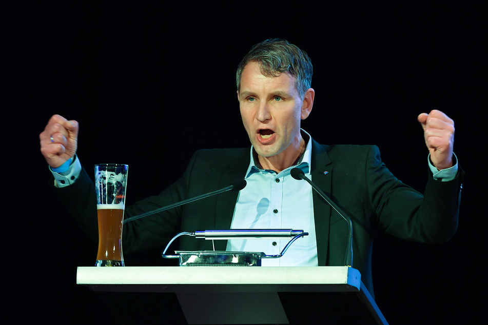 Björn Höcke (47), Thüringens AfD-Vorsitzender spricht bei einer Veranstaltung.