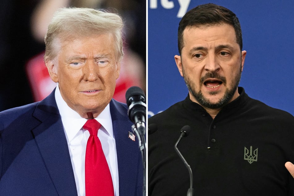 The Ukrainian government is organizing a meeting between President Volodymyr Zelensky (r.) and US President-elect Donald Trump.