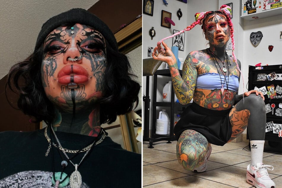 Woman with 85% of body tattooed says "people assume I'm satanic"