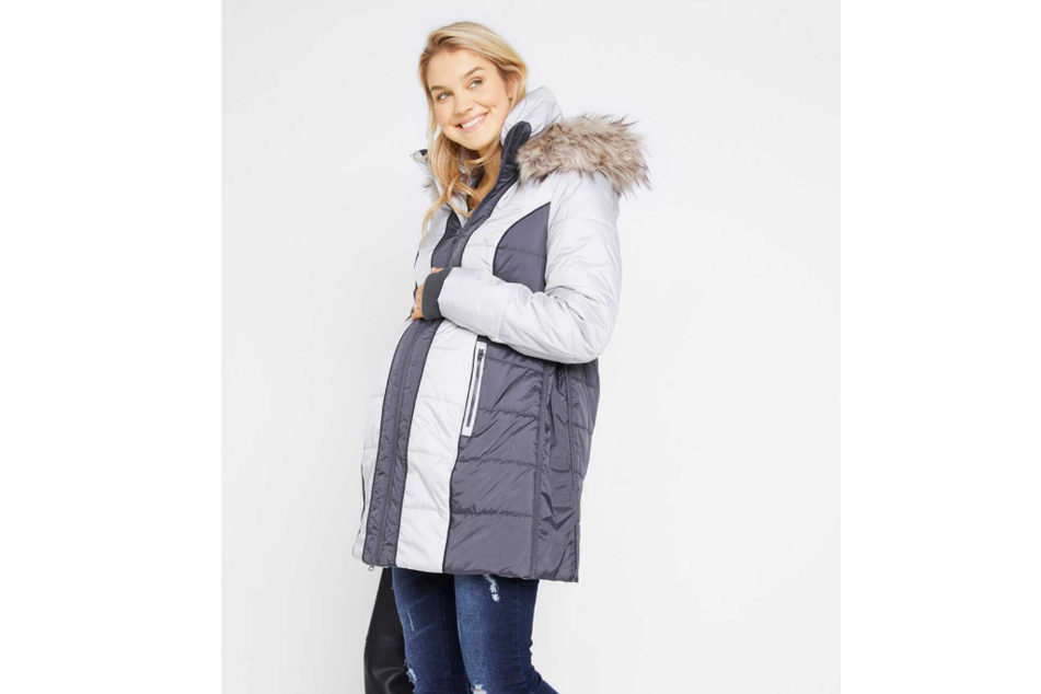 Trendy durch den Schnee: Diese Umstandswinterjacke zieht alle Blicke auf sich.