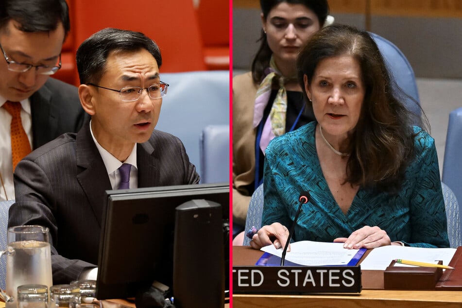 China's Deputy UN Ambassador Geng Shuang (l.) and Acting US Ambassador to the UN Dorothy Shea traded blows on Friday over Beijing's exports to Russia.