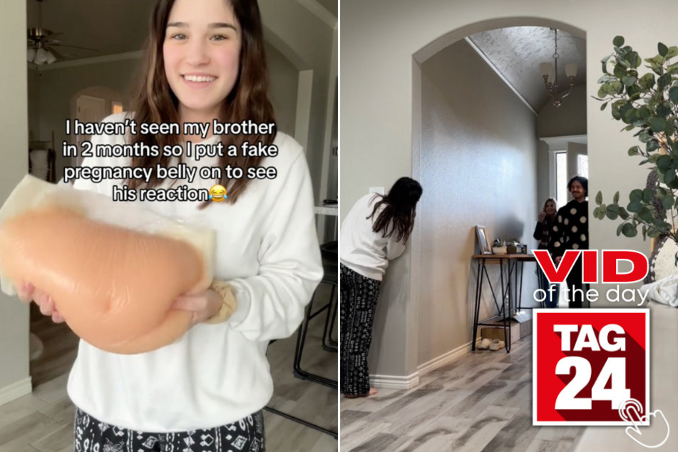 Today's Viral Video of the Day features a woman who wanted to trick her brother into thinking she was two months pregnant! Did it work?