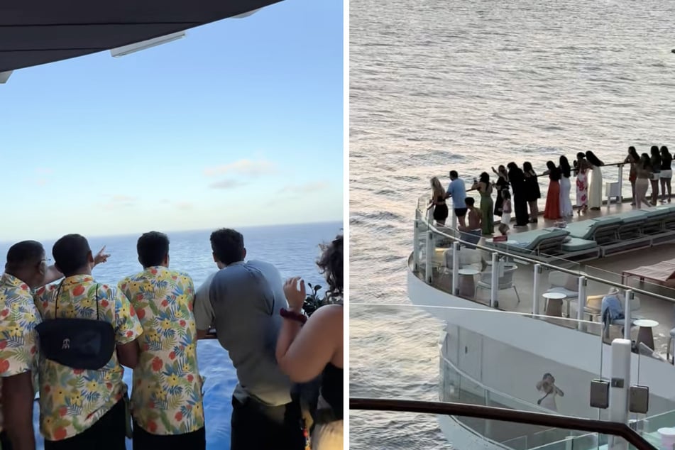 In den sozialen Medien veröffentlichten Gäste des Kreuzfahrtschiffs Aufnahmen der Rettungsaktion.