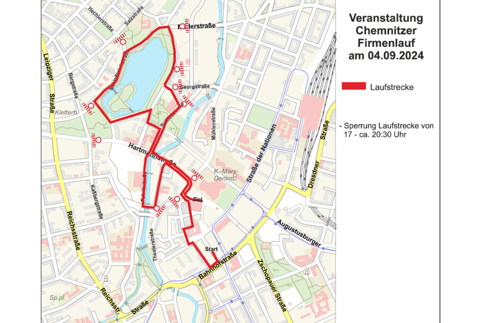 Von 17 bis 20.30 Uhr wird die Laufstrecke für den Verkehr voll gesperrt.