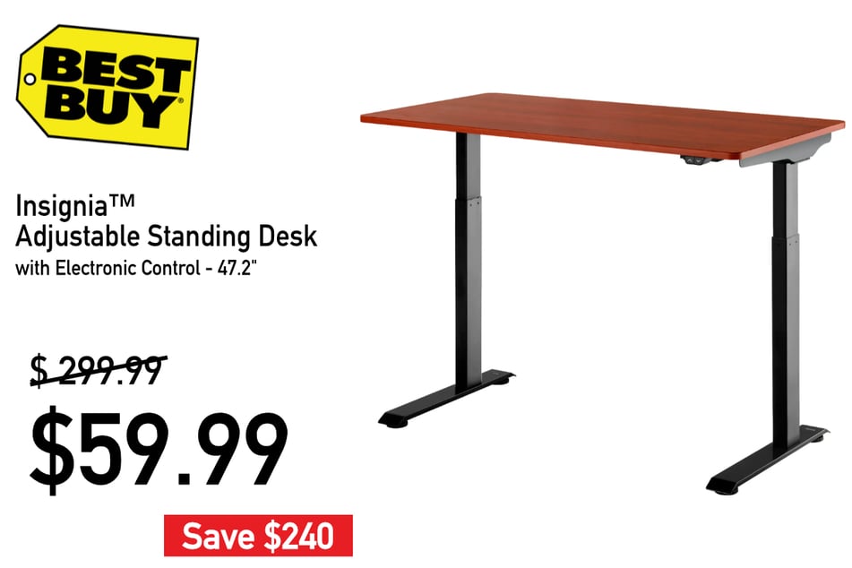 Insignia Adjustable Standing Desk with Electronic Control in Mahogany