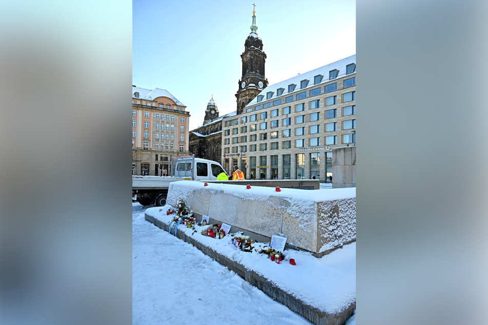 Am Mahnmal für die Bombenopfer fehlt seit dem 9. Januar die Inschrift.