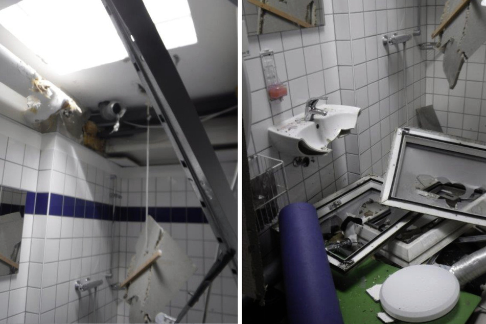 In den Sanitäranlagen wüteten die Täter besonders heftig.
