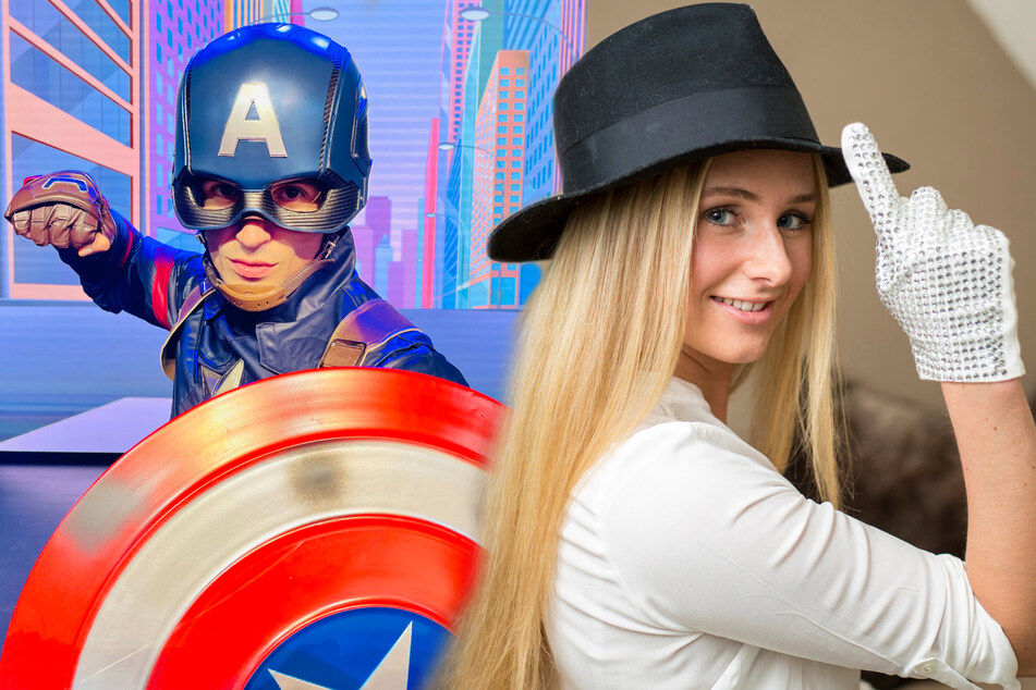 Show-Talent Lisa Ohrnberger (28) und Captain America (Bildmontage).