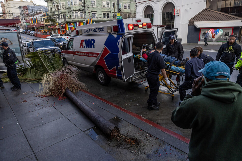 A man was struck by a felled tree in San Francisco, while another was killed in the city of Yuba.
