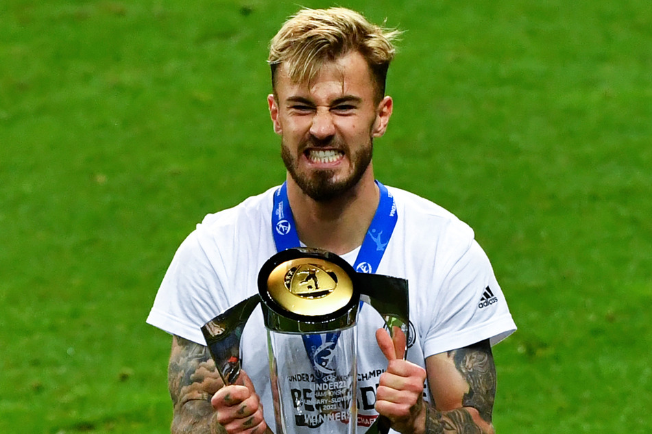 Ausgelassener Jubel bei Niklas Dorsch (23), nachdem sich Deutschlands U21 zum Europameister gekrönt hatte.