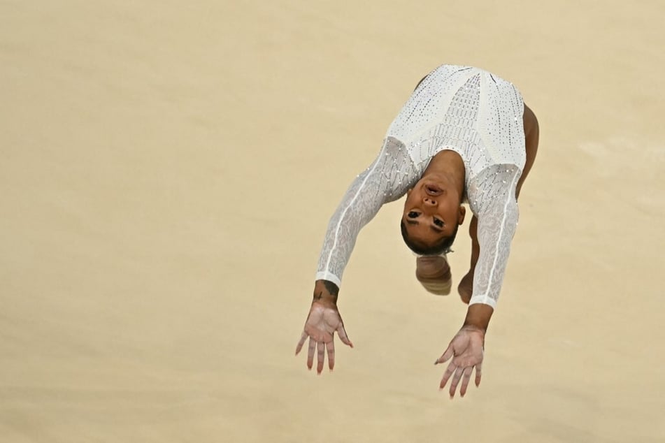 Jordan Chiles competes in the artistic gymnastics women's floor exercise final during the 2024 Paris Olympic Games.