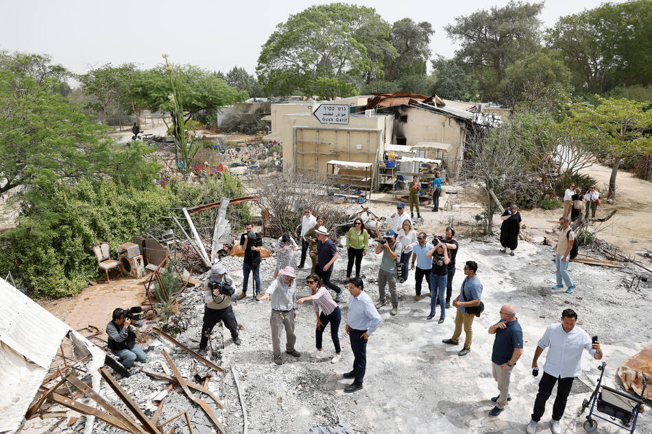 US politician Nikki Haley touring Kibbutz Nir Oz - the site of the Nova music festival, which was targeted during the October 7 Hamas attack, on May 27, 2024.