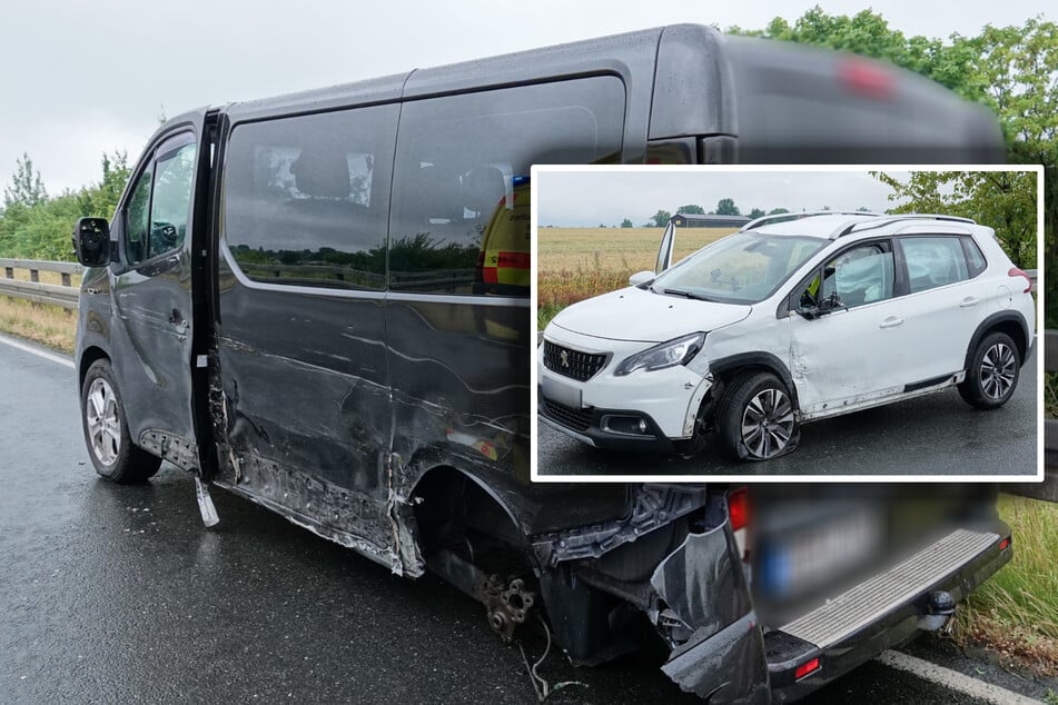 Peugeot-Fahrerin gerät nahe Dresden in Gegenverkehr, kollidiert mit Opel Vivaro