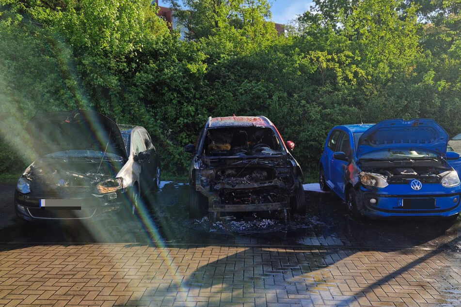 Der Hyundai (M) ging kurz nach dem Parken in Flammen auf.