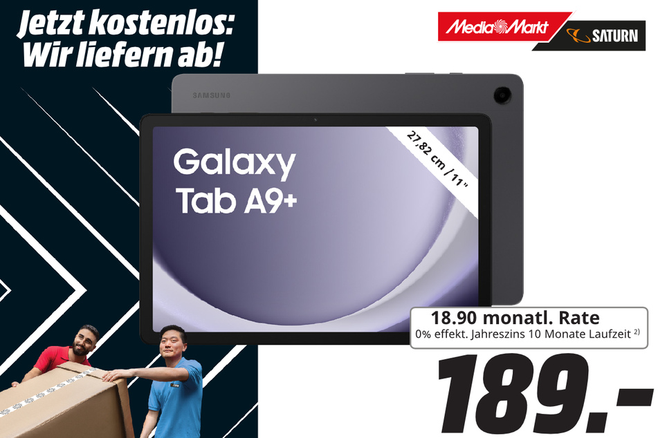 Samsung Galaxy Tab A9+ für 189 Euro.