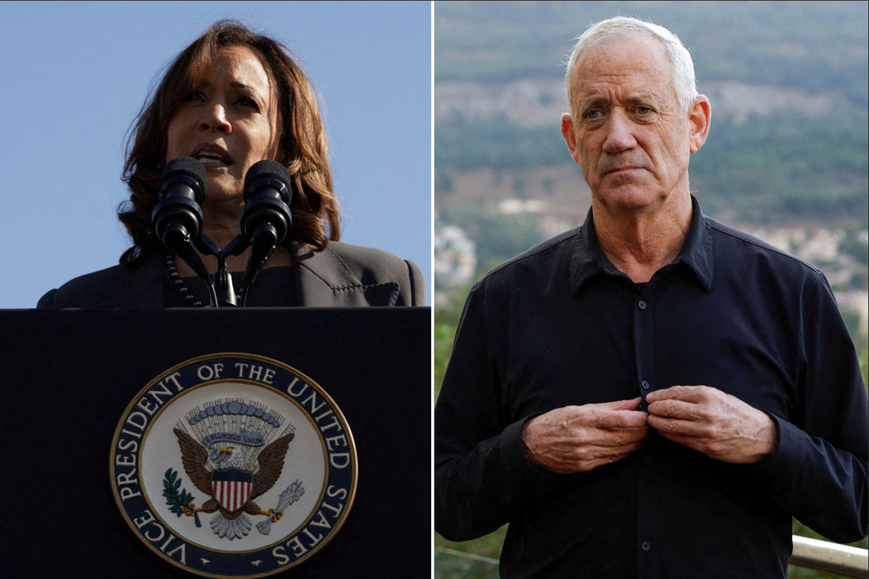 Vice President Kamala Harris (l.) shared "deep concern" over the situation in Gaza during a White House meeting with Israeli war cabinet member Benny Gantz.