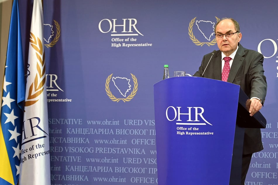 Christian Schmidt, the High Representative for Bosnia and Herzegovina, speaks during a news conference in Sarajevo on July 1, 2023.