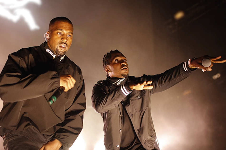 Ye (l.) joins Pusha T (r.) in the new music video for his latest single, Diet Coke.