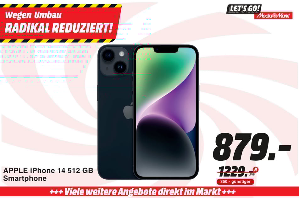 Apple iPhone 14 für 879 statt 1.229 Euro.
