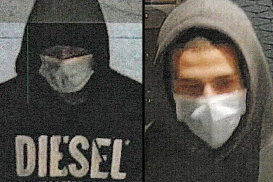 Die Polizei Mettmann sucht nach diesen beiden Tankstellenräubern.