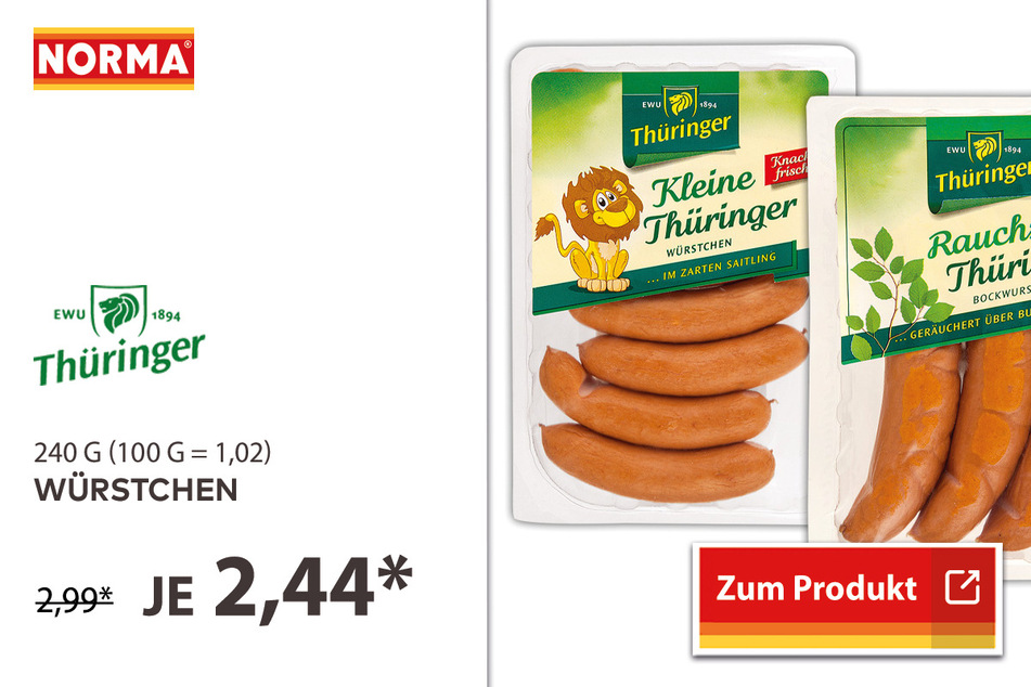 Thüringer Würstchen für je nur 2,44 statt 2,99 Euro.
