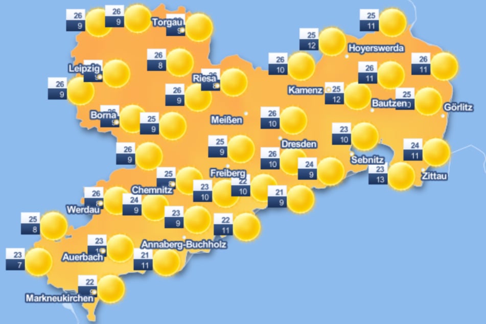 Die Woche beginnt in ganz Sachsen mit strahlendem Sonnenschein.