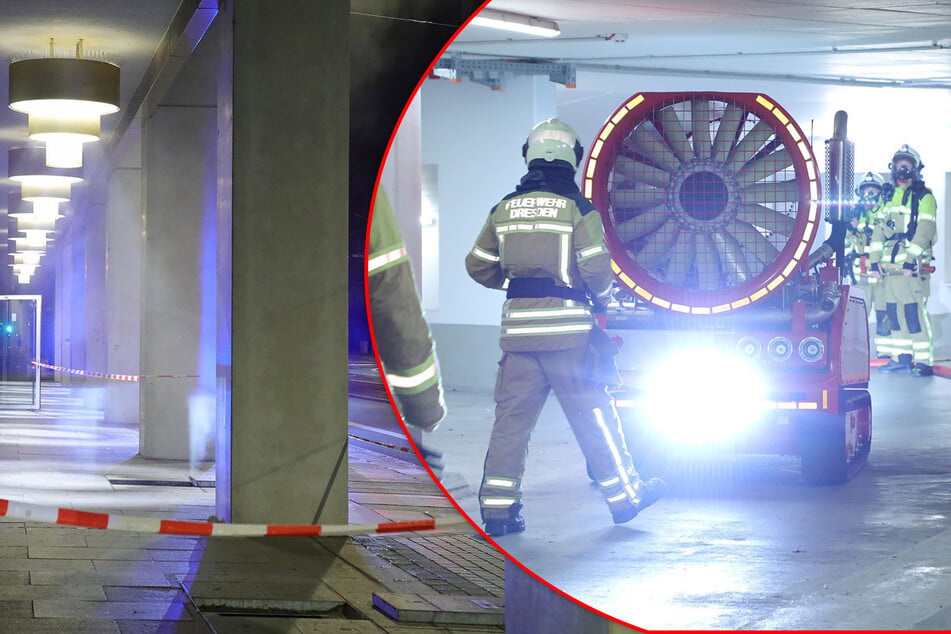 Dresden: Brand in Tiefgarage: Wohngebäude in Dresdner City nachts evakuiert