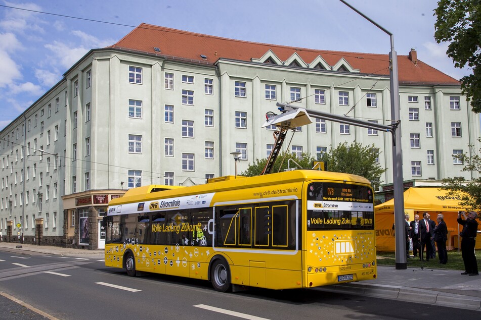 Die DVB-E-Busse sind mittlerweile fester Bestandteil des Stadtbilds.