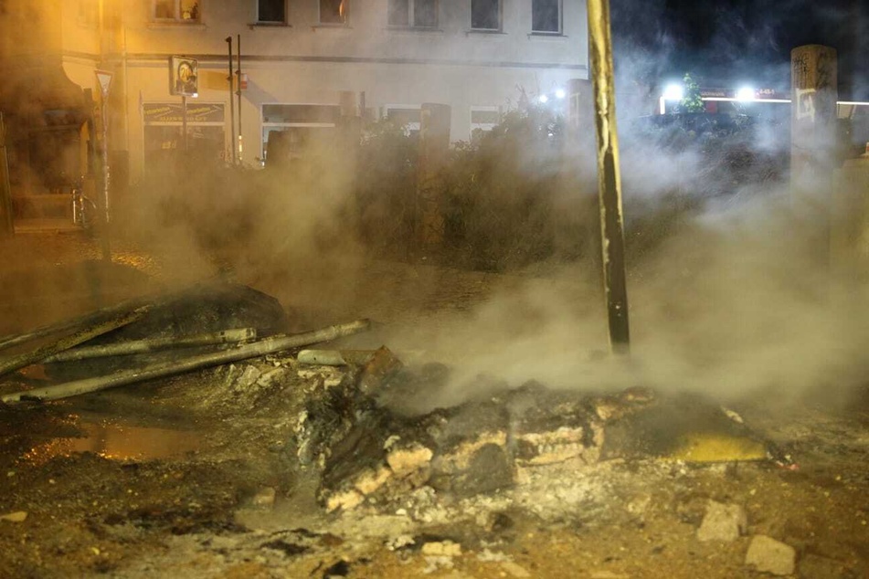 Auf der Baustelle an der Bornaischen Straße entstand Sachschaden.