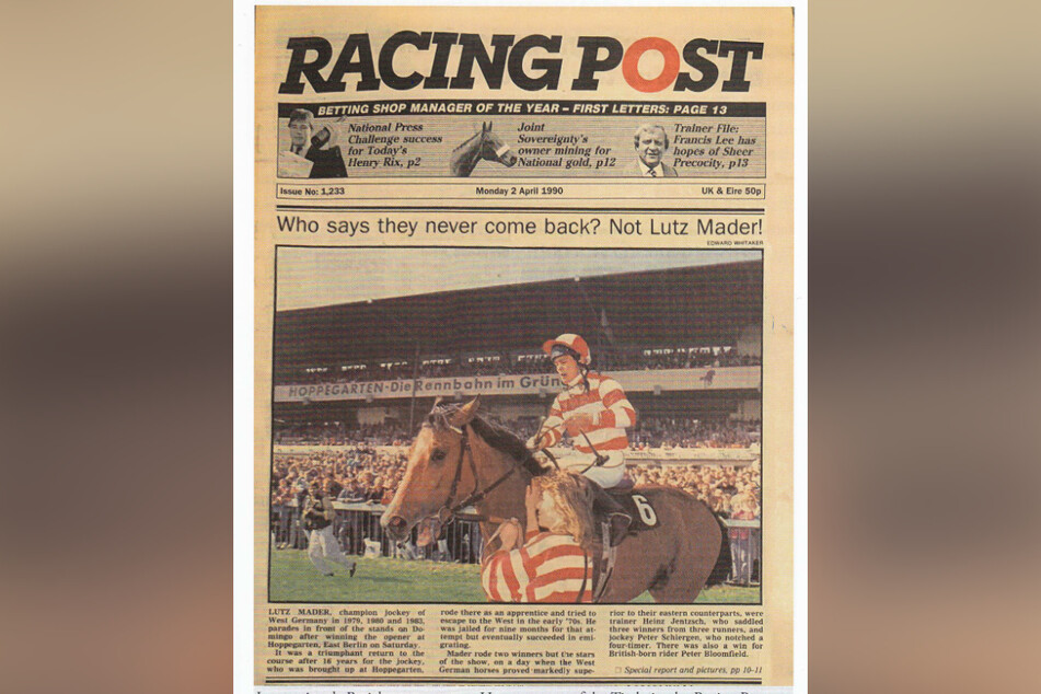 Auch einem britischen Fachblatt war Mäders Sieg 1990 in Hoppegarten eine Titelgeschichte wert.
