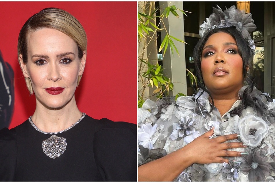 On Monday, Lizzo (r) shared a pair of clips featuring AHS alum Sarah Paulson (l), where the two reenact the star's famous lines.