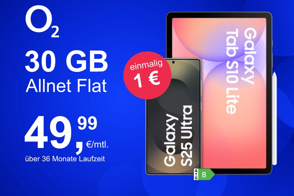 Bei o2 gibt's das Samsung Galaxy S25 Ultra jetzt mit Galaxy Tab S10 Lite im Bundle exklusiv für nur 1 Euro.