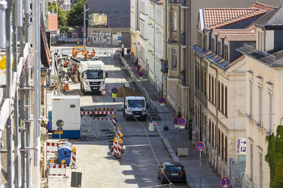 Dauerbaustelle Katharinenstraße: Das Foto zeigt eine Sanierung aus 2017.