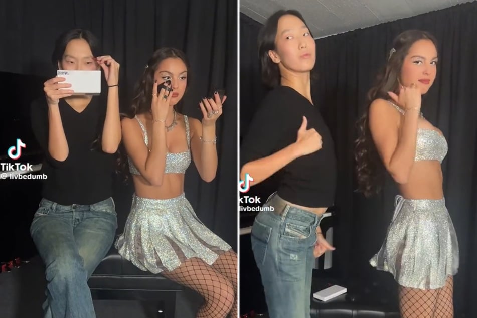 Olivia Rodrigo (r.) celebrated her latest stop on the GUTS World Tour with the help of her longtime pal, Madison Hu, in viral TikTok!