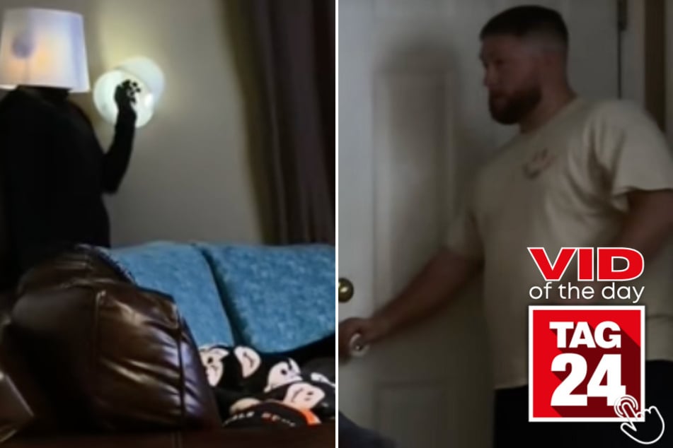 Today's Viral Video of the Day features a wife that disguised herself as a lamp to see if her husband would notice.