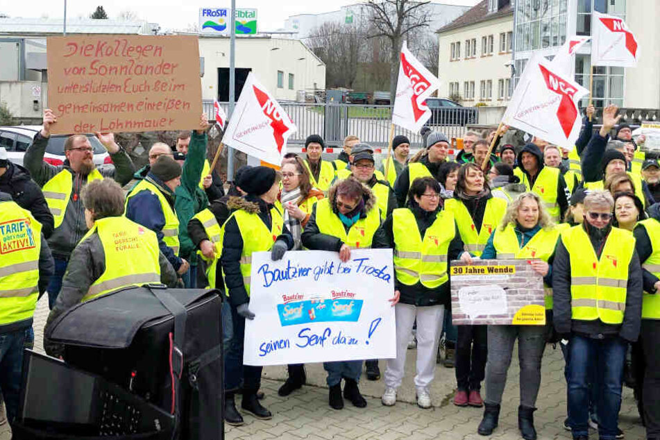 Zahlreiche Kollegen von beispielsweise Sonnenländer Rötha oder auch Bautz'ner Senf solidarisierten sich mit den Frosta-Angestellten.