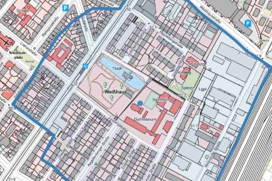 Der blaumarkierte Radius zeigt das zu evakuierende Gebiet.