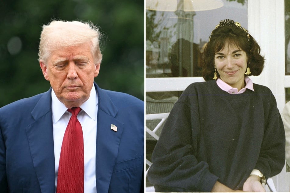 During her recent interview with the Department of Justice, Ghislaine Maxwell (r.) reportedly said nothing to implicate President Donald Trump (l.)