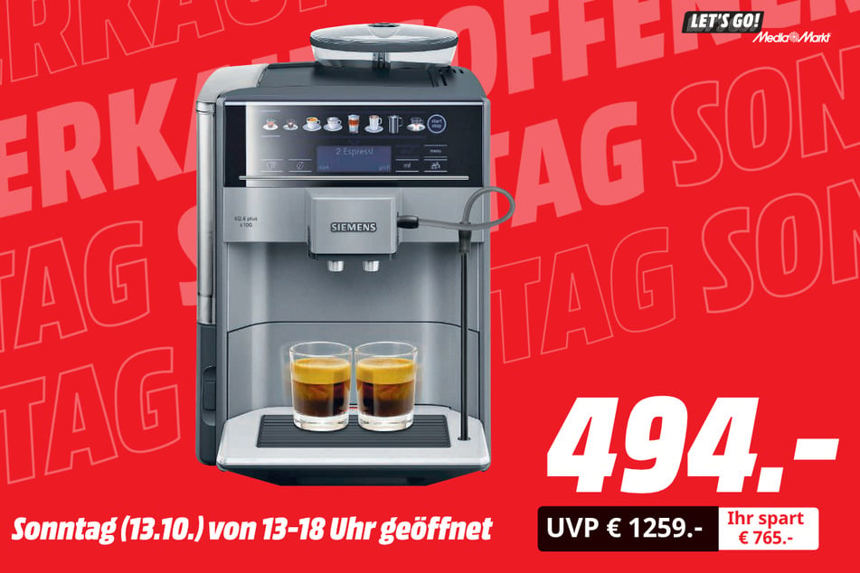 Siemens-Kaffeevollautomat für 494 statt 1.259 Euro.