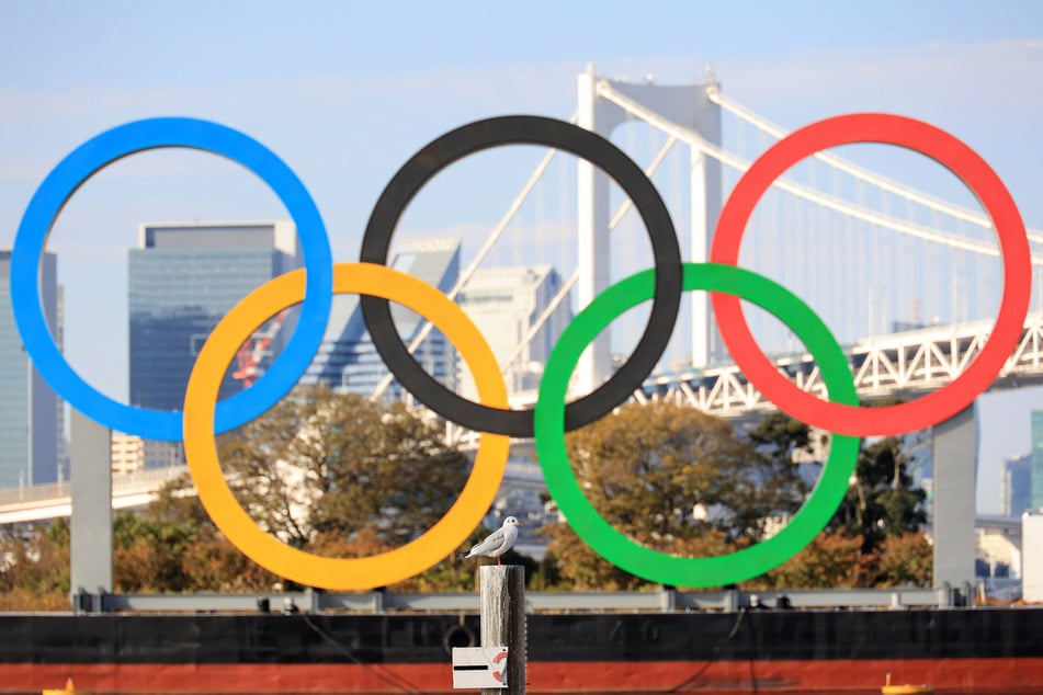 The Olympic rings are on display at Tokyo's Odaiba Marine Park.