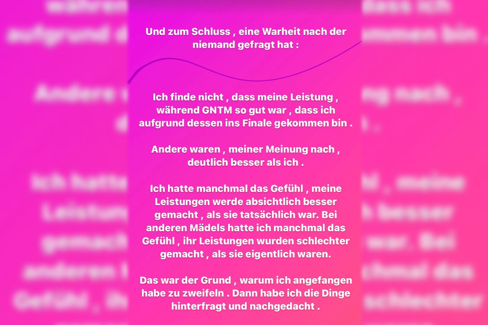 Unter anderem mit dieser Instagram-Story unterstellte Lijana Kaggwa (24) den Machern von "Germany's Next Topmodel" Manipulation.