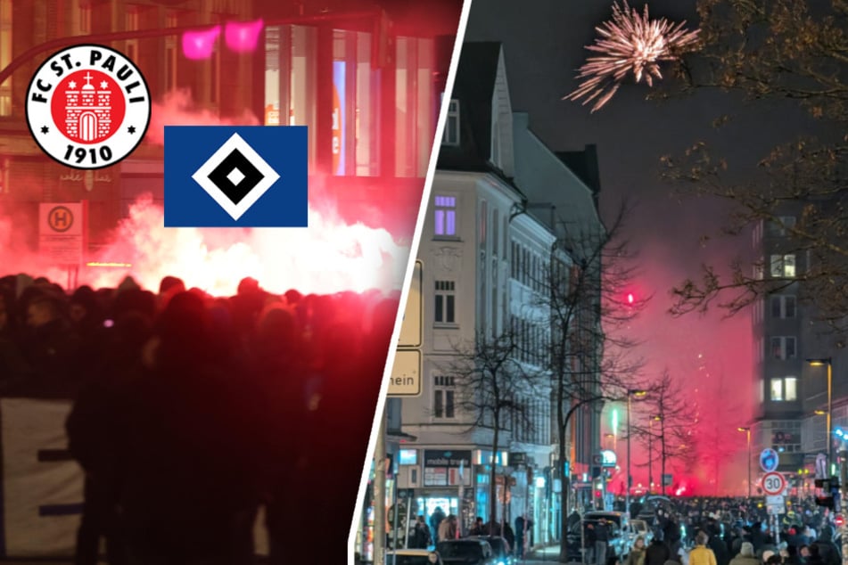 St. Pauli gegen den HSV im Ticker: Mit Bengalos und Feuerwerk - Fanmärsche auf dem Weg