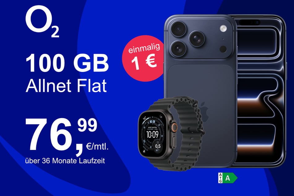 Bei o2 gibt's das iPhone 17 Pro mit Watch Ultra 3 für nur 1 Euro.