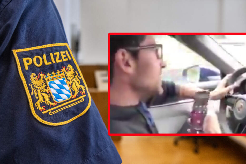 Im Video sieht man den Mann deutlich am Steuer telefonieren. (Bildmontage)
