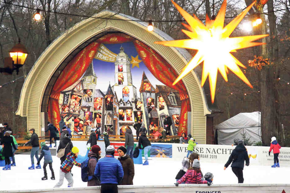 Eislaufen wie auf einer Waldlichtung - der Konzertplatz Weißer Hirsch macht's möglich.