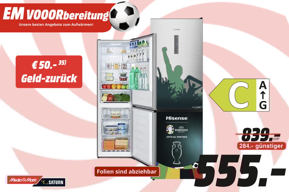 Hisense-Kühl-/Gefrierkombination für 555 statt 839 Euro.